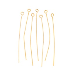 [X-STAS-G075-17G-04] Tiges INOX dorés, placage ionique, tête avec boucle, 50x0,6mm, boucle 2mm, x20 pièces