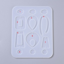 [DIY-L023-31] Moule en silicone, plaque pour bijoux, 156x122x4mm, trou 1,5mm