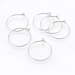 [STAS-L214-01D] Boucle d'oreille créole INOX argenté, 25x0,7mm, l'unité