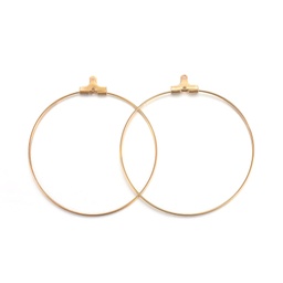 [STAS-T031-20-50mm-G] Boucle d'oreille créole INOX doré à suspendre, plaqué or 18k, 50x0,7mm, trou 1mm, l'unité