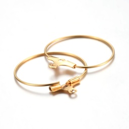 [STAS-F191-09G-A] Boucle d'oreille créole INOX doré à suspendre, plaqué or 18k, 20x0,7mm, trou 1mm, l'unité