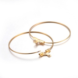 [X-STAS-F191-09G-C] Boucle d'oreille créole INOX doré à suspendre, plaqué or 18k, 30x0,7mm, trou 1,5mm, l'unité