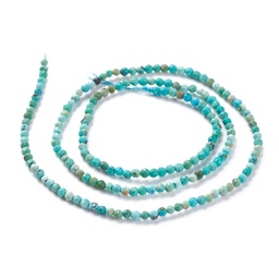 [G-A026-A10-2mm] Pierre Turquoise africaine, naturelle, ronde facettée, 2mm trou 0.5mm