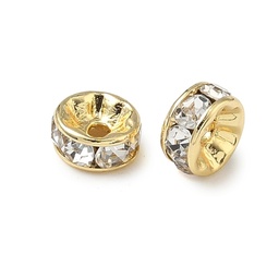 [STAS-L285-001G-04] Perle séparateur en INOX doré, placage ionique, plaqué or 18k, avec strass, 8x4mm, trou 1,2mm, l'unité