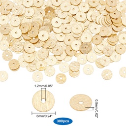 [KK-PH0004-12] Séparateur en laiton doré, rondelle, 6x0,5mm, trou 1,2mm, l'unité