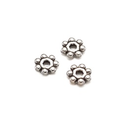 [X-LF0991Y-AS-RS] Perle séparateur en laiton argenté, flocon/fleur, 4x1,5mm, trou 1mm, l'unité