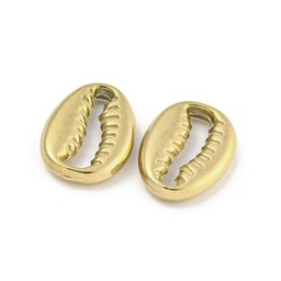 [STAS-I307-515G] Estampe INOX doré, cauris coupé, placage ionique, plaqué or 18K, 11,5x8x2mm, trou 2x9mm, l'unité
