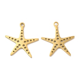 [STAS-L020-021G] Pendentif INOX doré, placage ionique, étoile de mer, 22x20,5x1,5mm, trou 1,8mm, l'unité