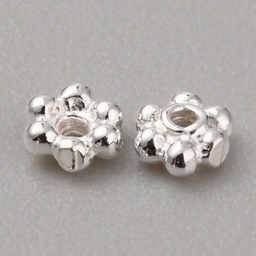 [STER-WH0010-15S] Perle séparateur en argent S925, fleur/flocon, 3x1mm, trou 0,7mm, l'unité