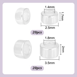 [STER-DR0001-20] Perle séparateur en argent S925, colonne, 2,5~3,5x1,5~2mm, trou 1,4~1,8mm, l'unité