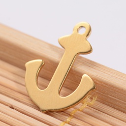 [STAS-L159-01G] Pendentif INOX doré, placage ionique, ancre marine, 16x13x1mm, trou 1mm, l'unité