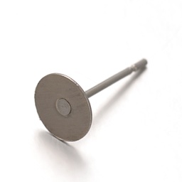 [STAS-F075-39B] Puces d'oreilles en INOX argenté, plateau 6mm, tige 12mm, l'unité