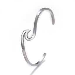 [BJEW-G611-01P] Jonc réglable INOX argenté, vague, 5,6cm