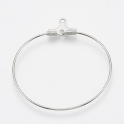 [STAS-T031-20-35mm] Boucle d'oreille créole INOX argenté à suspendre, 35x0,7mm, trou 1mm, l'unité