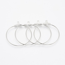 [STAS-T031-20-50mm] Boucle d'oreille créole INOX argenté à suspendre, 50x0,7mm, trou 1mm, l'unité