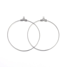 [STAS-F191-09P-E] Boucle d'oreille créole INOX argenté à suspendre, 45x0,7mm, trou 1mm, l'unité