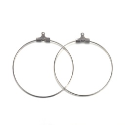 [STAS-F191-09P-D] Boucle d'oreille créole INOX argenté à suspendre, 40x0,7mm, trou 1mm, l'unité