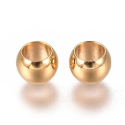 [STAS-I137-01E-G] Perle cache noeud INOX doré, boule, 4x3mm, trou 2,5mm, l'unité