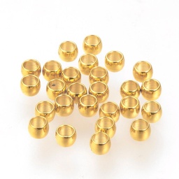 [STAS-R065-81G] Perle à écraser INOX doré, rond, 3x2mm, trou 2mm, pour du fil de 1mm, l'unité