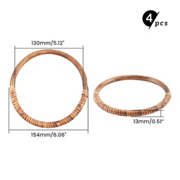 [WOOD-PH0008-95] Poignées de sac tressées pour sac, en rotin, forme cercle, diam 15,4 x 1,3cm, vendu par 2