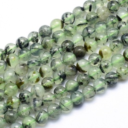 [G-K224-03-6mm] Pierre Préhnite naturelle, ronde, 6mm, trou 1mm, l'unité