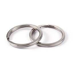 [STAS-L176-20] Anneau double porte clés en INOX argenté, lisse, rond, diam 25mm, épaisseur 2mm, l'unité