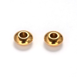 [1488 STAS-M237-02] Séparateur INOX doré, avec placage ionique, plat rond, 6x3mm trou 2mm