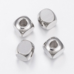 [G170  STAS-G170-36P-6MM] Cache noeud INOX argenté, cube, 6x6x6mm trou 3mm