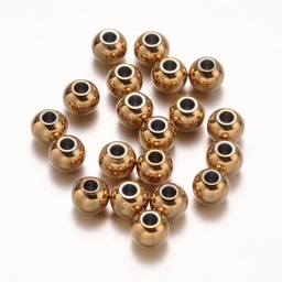 [D052  STAS-G130-01G-8mm] Perle en INOX doré, plaquées ioniquement, boule, diam 8mm, trou 2mm