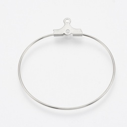 [T031      STAS-T031-20-35mm] Créole INOX argenté à suspendre 40x37x1,5mm, trou 1mm, broche 0,8mm