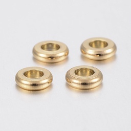 [H426  STAS-H426-01G-4MM] Séparateur INOX doré, placage ionique, disque plat rond, 4x1mm, trou 2,5mm, l'unité