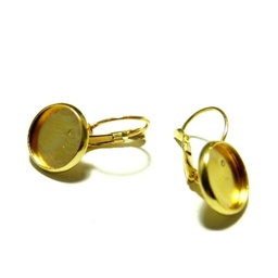 [5354A] Crochet Boucle d'oreille cabochon, laiton couleur or, support 14mm
