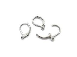 [1013 STAS-E007-3] Crochet boucle d'oreille dormeuse, INOX, 15x10.5mm, trou 1,5mm, la paire