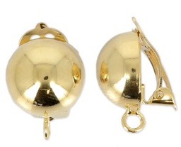 [461] Boucle d'oreille clip/pince, laiton, couleur or, 19x12x11mm, trou 3mm,  la paire