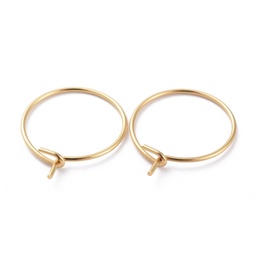 [J02501AG  STAS-L214-01E-G] Boucle d'oreille créoles INOX doré, 15x0.7mm