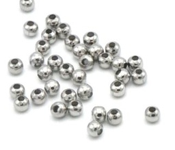 [MEG60] Perle en laiton argenté vieilli, boule, diam 3mm trou 1mm