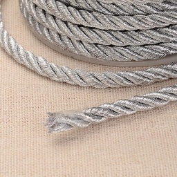 [D0530   NWIR-A001-19] Ruban de nylon argent, corde torsadée, 5mm, au mètre