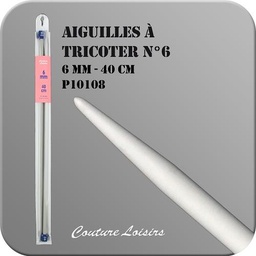 [P10108] Aiguille à tricoter, en plastique, gris, solide, 40 cm N°6, 6mm