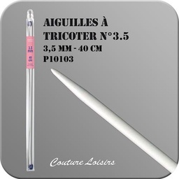 [P10103] Aiguille à tricoter en plastique gris solide, 40 cm N°3.5 - 3.5mm