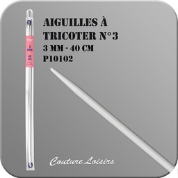 [P10102] Aiguilles à tricoter, en plastique gris solide, 40 cm N°3 - 3mm