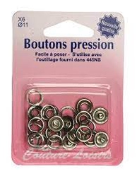 [9317385273921] Boutons-pression couleur argent 11mm x 6 pièces